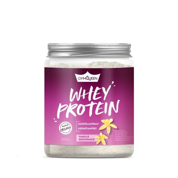 GymQueen Whey Protein Powder Vanille 500g, Fitness Protein Shake, peut soutenir la construction musculaire, poudre de protéin