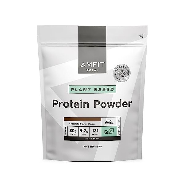 Amfit Nutrition Poudre protéinée à base de plantes, brownie au chocolat, 900g