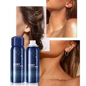 Cricia Body Glitter Spray, Shiny Glitter Spray Shimmer Silver Glitter Hairspray pour Femme Glitter Powder Makeup Spray Hair a