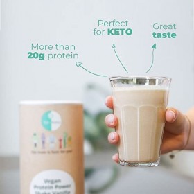 Go-Keto MCT Vegan Protein Shake vanille, poudre 400&nbsp;g | TCM d’huile de coco pour régime keto | Protéines véganes de pois et d