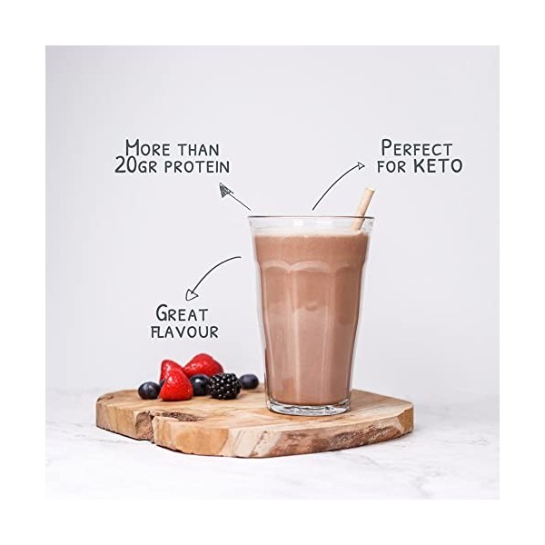Go-Keto MCT Vegan Protein Shake chocolat, poudre 400 g | TCM d’huile de coco pour régime keto | Protéines véganes de pois et 
