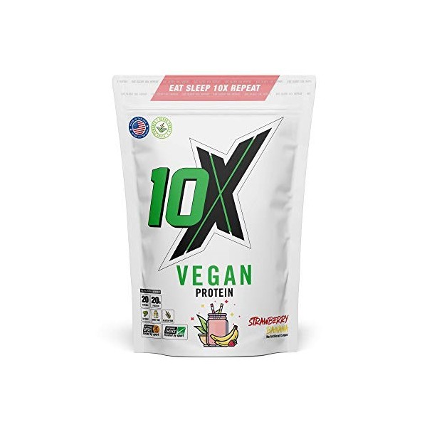 10X Athletic Protéines végétaliennes, sans noix, sans sucre, à base de plantes, sans produits laitiers, sans gluten, diverses