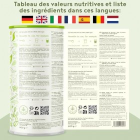Vegan Protein fait pour cuisiner & boire - non sucré & non aromatisé - Protéine végétale de riz germé, pois, graines de lin, 