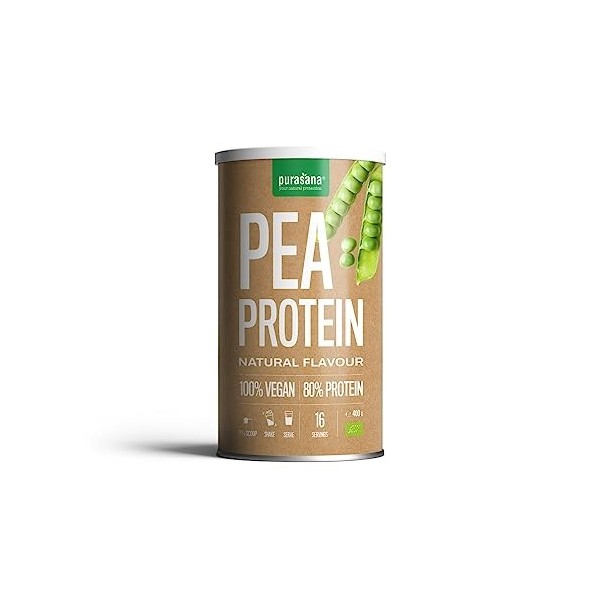 Purasana - Single Protein powder 400 gramme - Poudre de protéines végan - Protéines végétales pois - Très concentré Isolat de