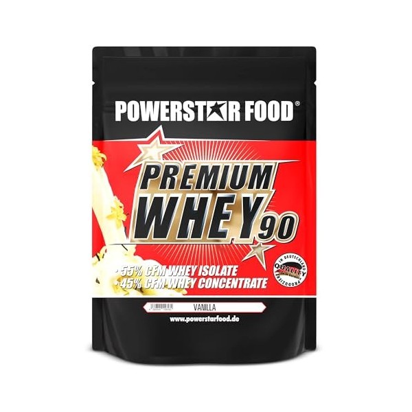 Powerstar PREMIUM WHEY 90 Poudre de Protéine 850 g | 82,8% Protéine | Whey Protein Powder | Produit en Allemagne | 55% Isolat