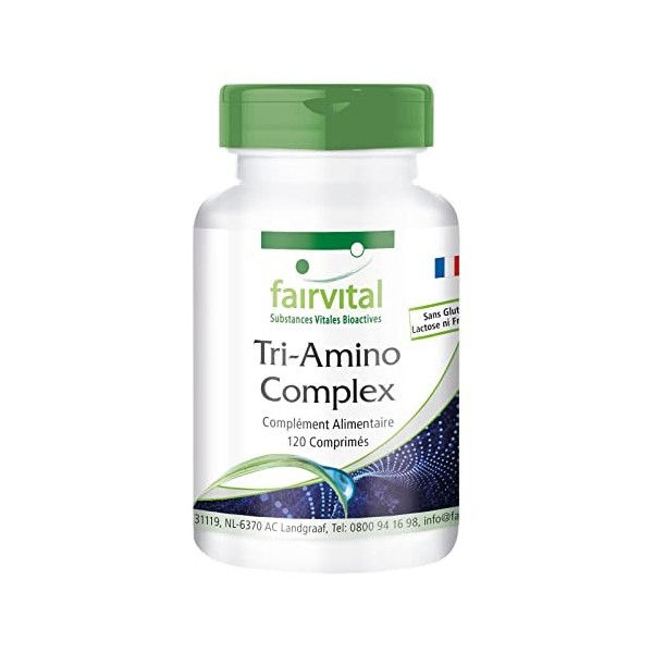 Fairvital | Complexe Tri-Amino - Complexe dacides aminés avec Lysine Arginine et Ornithine - VEGAN - Fortement dosé - 120 co