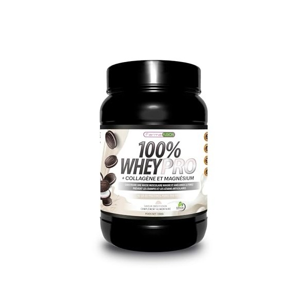 Farmafusion 100% Pure Whey Protein avec Collagène et Magnésium | 43 g de protéines pures par portion | 0% de sucres | Goût bi