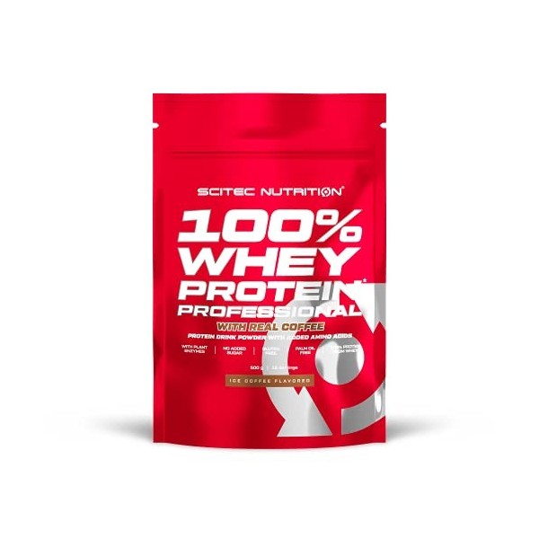 Scitec Nutrition 100% Whey Protein Professional avec des acides-aminés clés et des enzymes digestives, sans gluten, 500 g, Ic