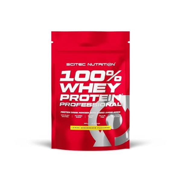 Scitec Nutrition 100% Whey Protein Professional avec des acides-aminés clés et des enzymes digestives, sans gluten, 500 g, Ci