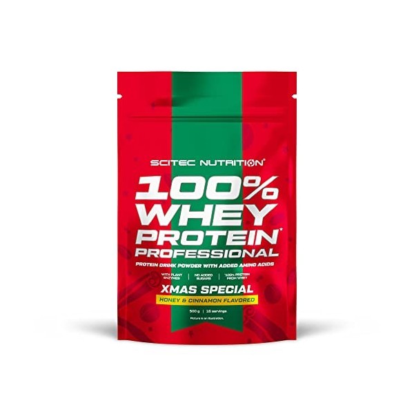 Scitec Nutrition 100% Whey Protein Professional avec des acides-aminés clés et des enzymes digestives, sans gluten, 500 g, Mi