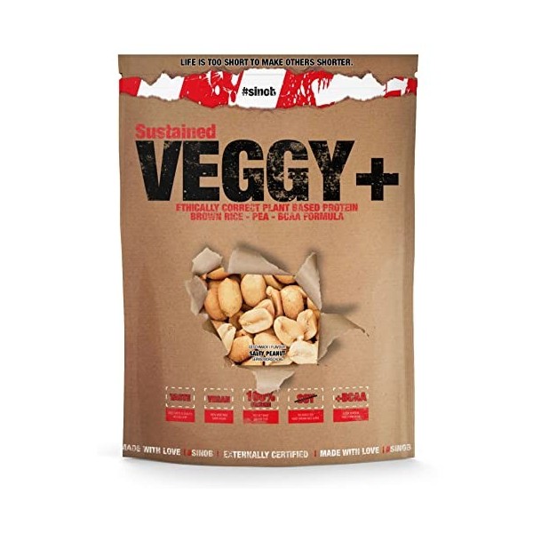 Sinob Veggy Protein Vegan Salty Peanut Whey Vegan Poudre à base de Proteine de Riz et de Pois et Proteines Vegetales avec B