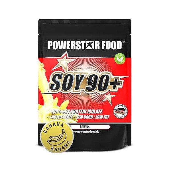 Powerstar SOY 90+ | 1kg Isolat de Protéine de Soja | Fabriqué en Allemagne | Alternative végétalienne à la Whey Protein Powde