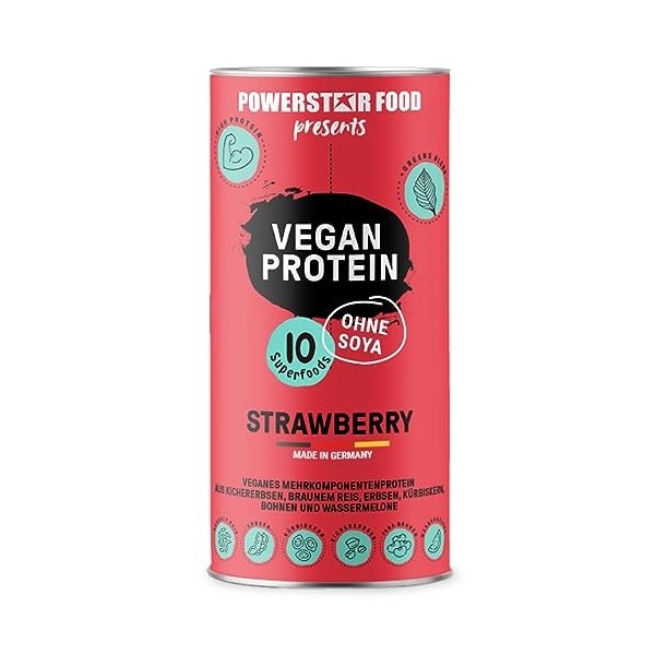Powerstar PROTEINE VÉGÉTALE 500 g | Vegan protein powder sans soja | Poudre de protéines multicomposants enrichie de 10 super