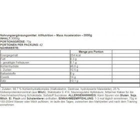 All Nutrition Poudre Complexe de Protéines DAccélération de Masse Biscuit au Chocolat