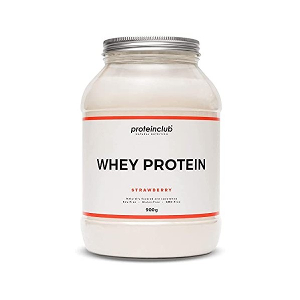 Proteinclub Natural Whey Protein sans additifs, arômes artificiels et édulcorants - Sucré avec Stevia - Sans soja - Fabriqué 