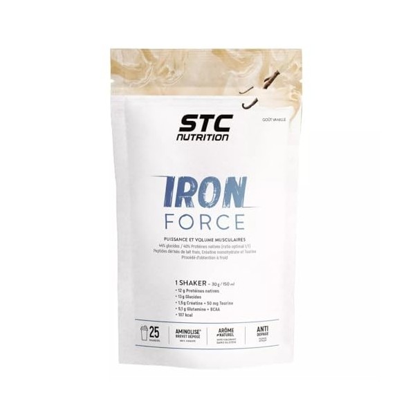 STC NUTRITION - Iron Force - Préparation en poudre pour boisson riche en Protéines, Créatine, Taurine - Puissance & Volume mu