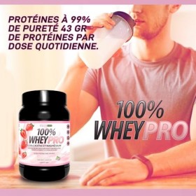 Farmafusion 100% Whey Protein avec Collagène et Magnésium | 43 g de protéines pures par portion | 0% Sucres | Arôme Fraise 10