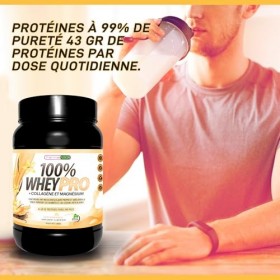 Farmafusion 100% Whey Protein avec Collagène et Magnésium | 43 g de protéines pures par portion | 0% de sucres | Vanille 1000