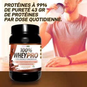 Farmafusion 100% Whey Protein | Avec Collagène et Magnésium, | 43 g de protéines pures par portion | 0% de sucres | Vanille, 