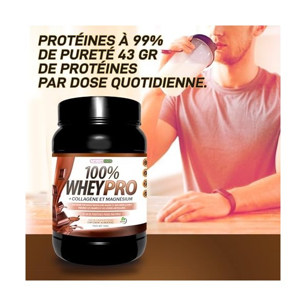 Farmafusion 100% Whey Protein | Avec Collagène et Magnésium, | 43 g de protéines pures par portion | 0% de sucres | Vanille, 