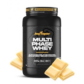 BigMan | Multi-Phase 907Gr Chocolate Blanc | Protéine séquentielle | Protéine de lactosérum | Hydrolysat de protéines | Cas