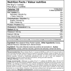 DIESEL Isolat de Protéine de Lactosérum de Nouvelle-Zélande Nourri à lHerbe/Stevie Sucré/Aromatisé au Chocolat au Lait 908 g