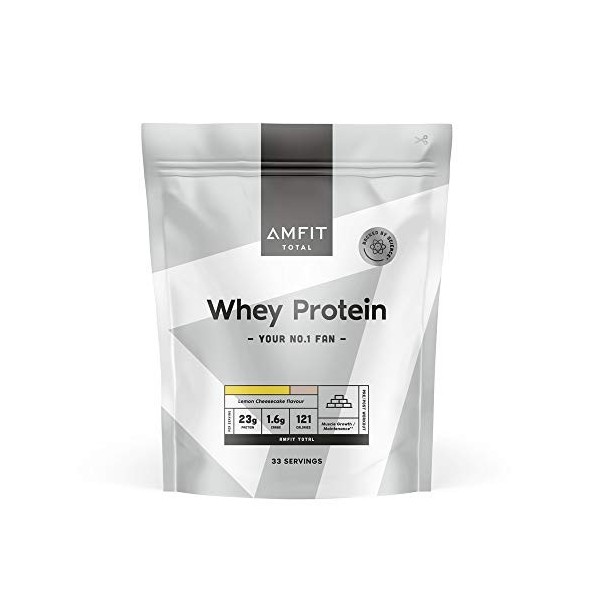 Marque Amazon - Amfit Nutrition, protéine de petit-lait en poudre, nouvelle saveur biscuits et crème, 33 portions, 1 kg Lot 