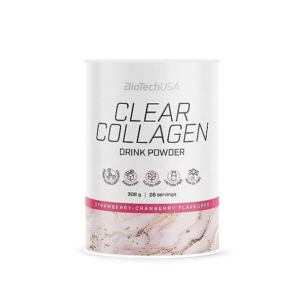 BioTechUSA Clear Collagen, Une boisson en poudre rafraîchissante et aromatisée contenant du collagène hydrolysé et des édulco