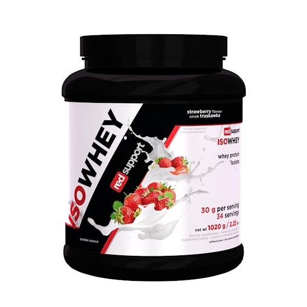 Red Support Whey Isolate - Isolat de protéines de lactosérum WPI - Complément alimentaire faible en gras pour la construction