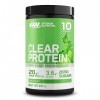 Optimum Nutrition Clear Protein 100% isolat de protéines de pois, végétalien, poudre hyperprotéinée sans sucre avec BCAA, sou