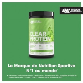 Optimum Nutrition Clear Protein 100% isolat de protéines de pois, végétalien, poudre hyperprotéinée sans sucre avec BCAA, sou