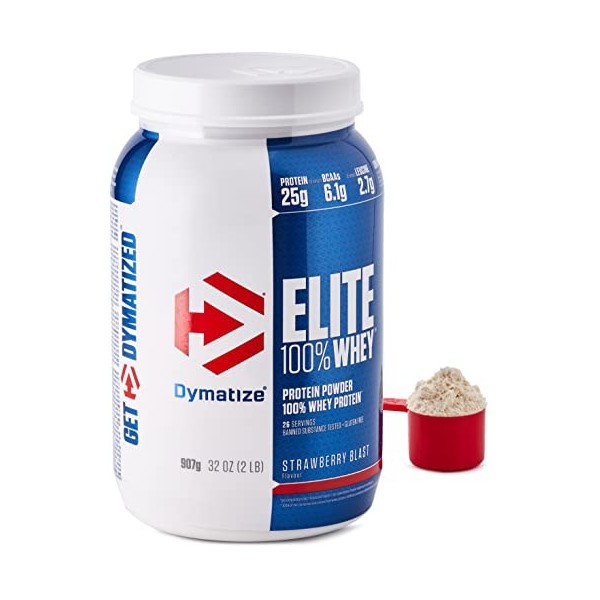 Dymatize Elite 100% Whey Gourmet Vanilla 942g - Poudre à Hautes en Protéines et Faibles en Sucres + BCAA