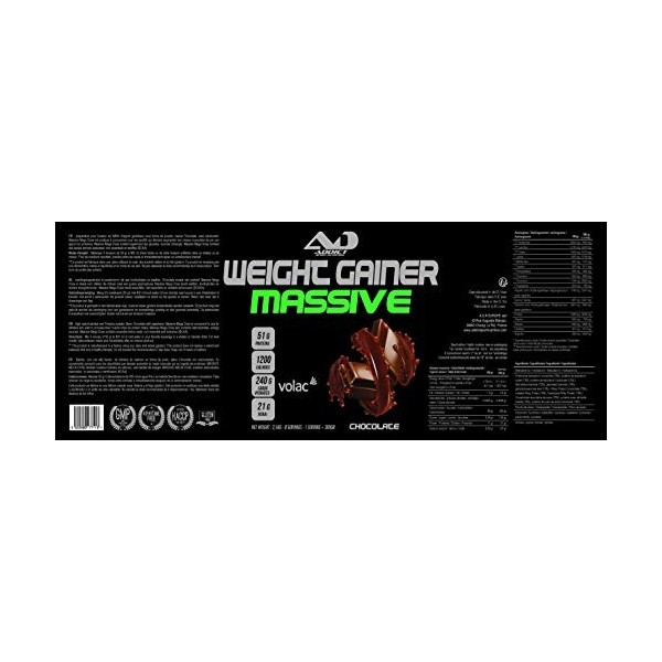 Protéine masse musculaire | Multivitamines musculation | Prise de poids | Whey Protéine | Weight Gainer Massive | 2,5 Kg | Go