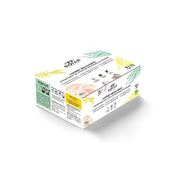 BIOFAIR NUTRITION - Pack découverte - 6 Saveurs/12 doses - 16,5 g protéine mini/dose - Ma dose de protéine Saine et Responsab