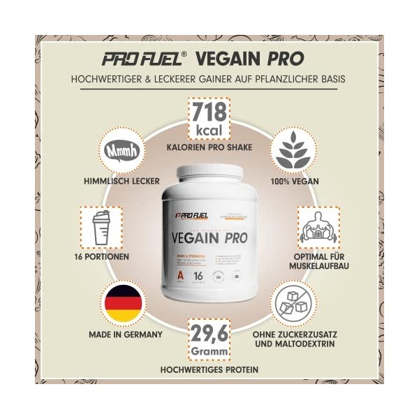 ProFuel Vegain Pro Vegan Mass Gainer, 2200 g Dose Chocolate Hazelnut 