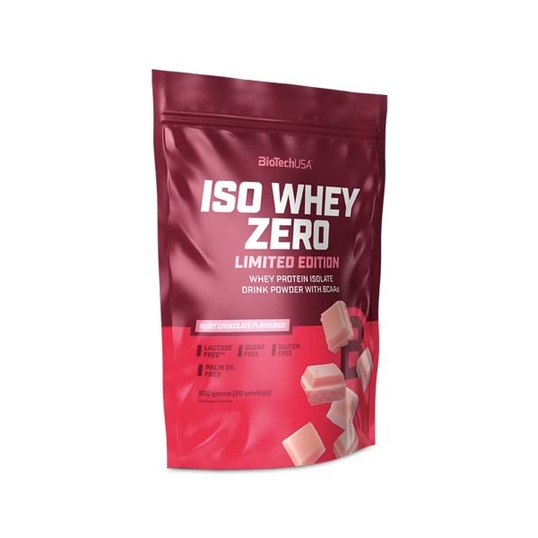 BioTechUSA Iso Whey ZERO, Lactose, Gluten, Sugar FREE, Premium Whey Protein Isolate, 500g, Chocolat Rubis