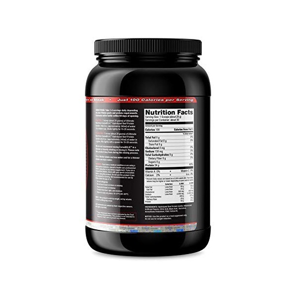 Ultimate Nutrition Lactose Free Beef Protein Isolate Powder - Paleo and Keto Friendly Protein - Sugar Free With No Carbs or S