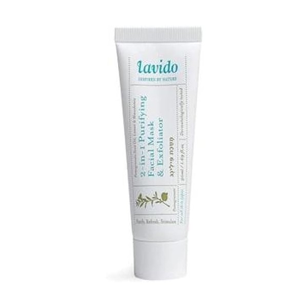 LAVIDO Masque/Exfoliant Facial Purifiant 2 en 1 Huile de Pépins de Grenade Citron/Macadamia 50 ml 1 Unité