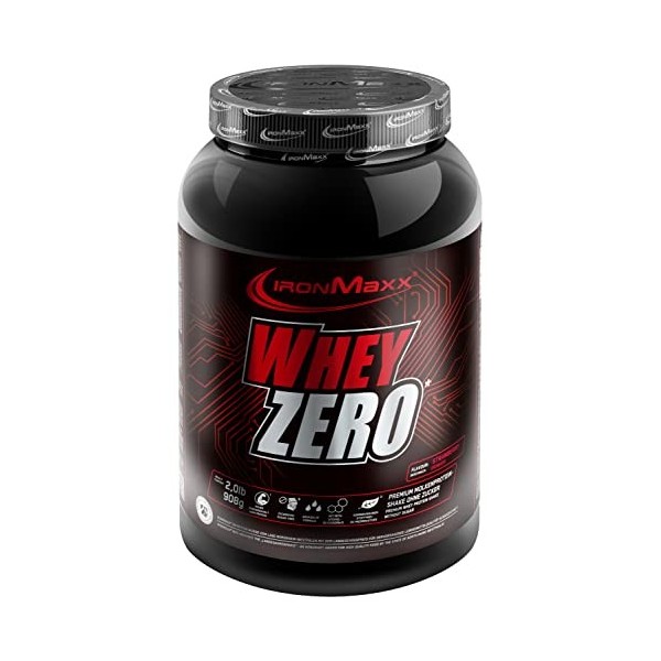 IronMaxx Whey Zero – Isolat de protéine de lactosérum en poudre – Protection et Régénération Musculaire – Sans sucre – Goût V