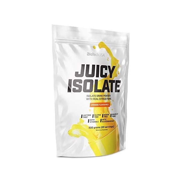 BioTechUSA Juicy Isolate | Sans gluten, sans lactose, sans sucre | Boisson protéinée rafraîchissante | avec fibres et vitamin