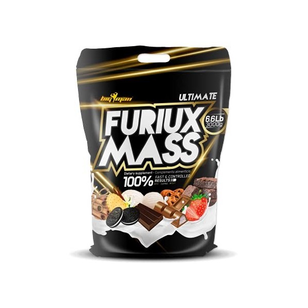 BigMan | Furiux Mass 3Kg Vanilla Cannelle 6,6lb | Gagnant du Poids | Monte Rapide | Amylopectine | Dextrose |