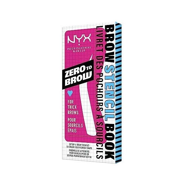 NYX Professional Makeup Pochoirs à Sourcils pour Sourcils Fins, Zero To Brow Stencils, Kit de 4 : Rond, Droit, Arqué & Extra 