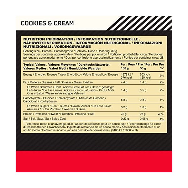Optimum Nutrition Proteína On 100% Whey Gold Standard 2 Lbs - 908 Gr Sabor Cookies-Cream