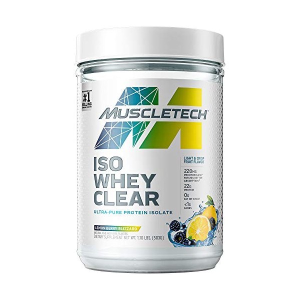 Muscletech | Iso Whey Clear 500g | Whey Isolate | Combinaison denzymes ProHydrolase®