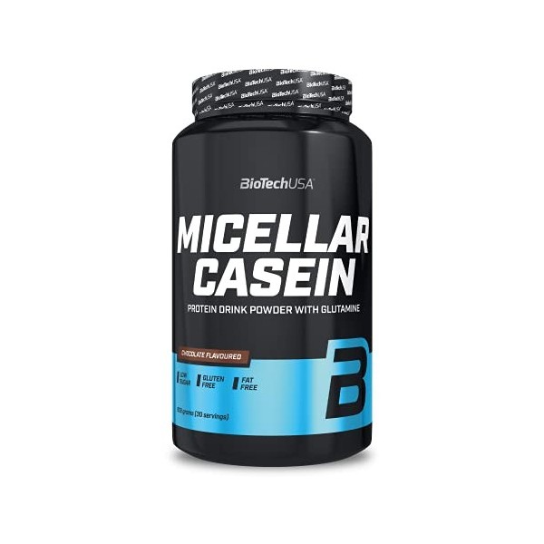 BioTechUSA Micellar Casein Protein Powder | Temps dabsorption prolongé | Sans gluten et sans graisse | L-Glutamine ajoutée, 