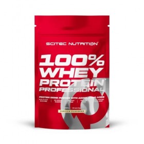 Scitec Nutrition 100% Whey Protein Professional avec des acides-aminés clés et des enzymes digestives, sans gluten, 1000 g, V