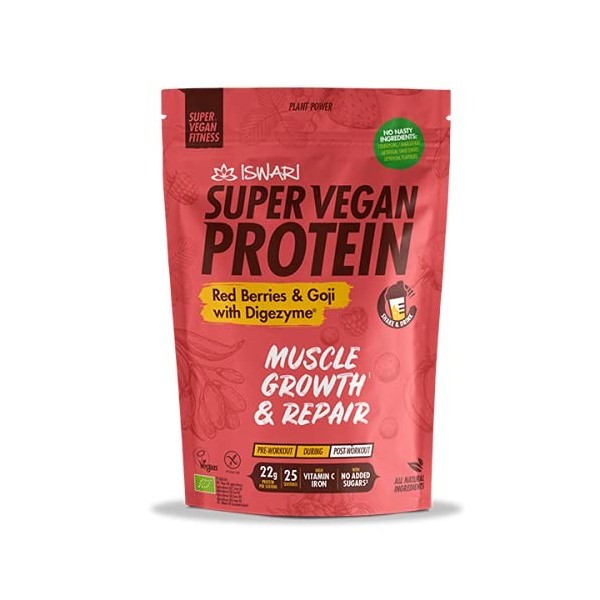 Super Vegan Protein de Fruits Rouges & Goji avec Digezyme 875g 