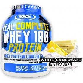 Real Pharm Real Whey Protein Pure Pot de 2 250 g + acides aminés et minéraux Ananas au chocolat blanc 