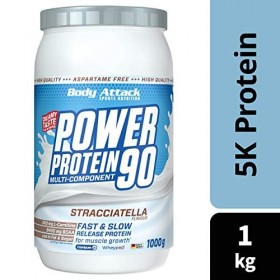 Body Attack Power Protein 90, 5K protein powder de whey protéine, L-Carnitine et BCAA pour la croissance musculaire et le fit