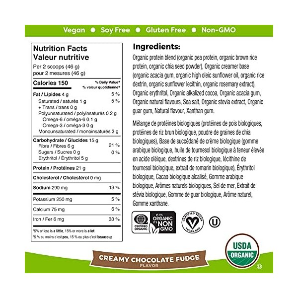 Orgain Nutrition Organic Plant Protein Powder - Creamy Chocolate Fudge 2.03 LB